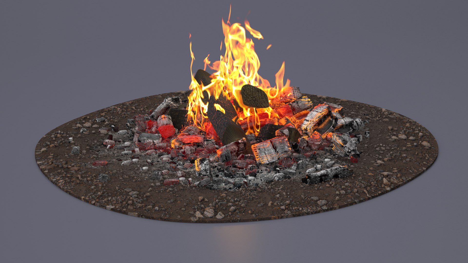 3D Bonfire Burning With Fire Ashes - TurboSquid 1935004