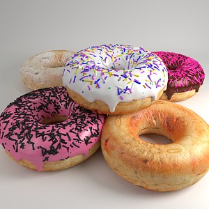 3D model donuts sprinkles