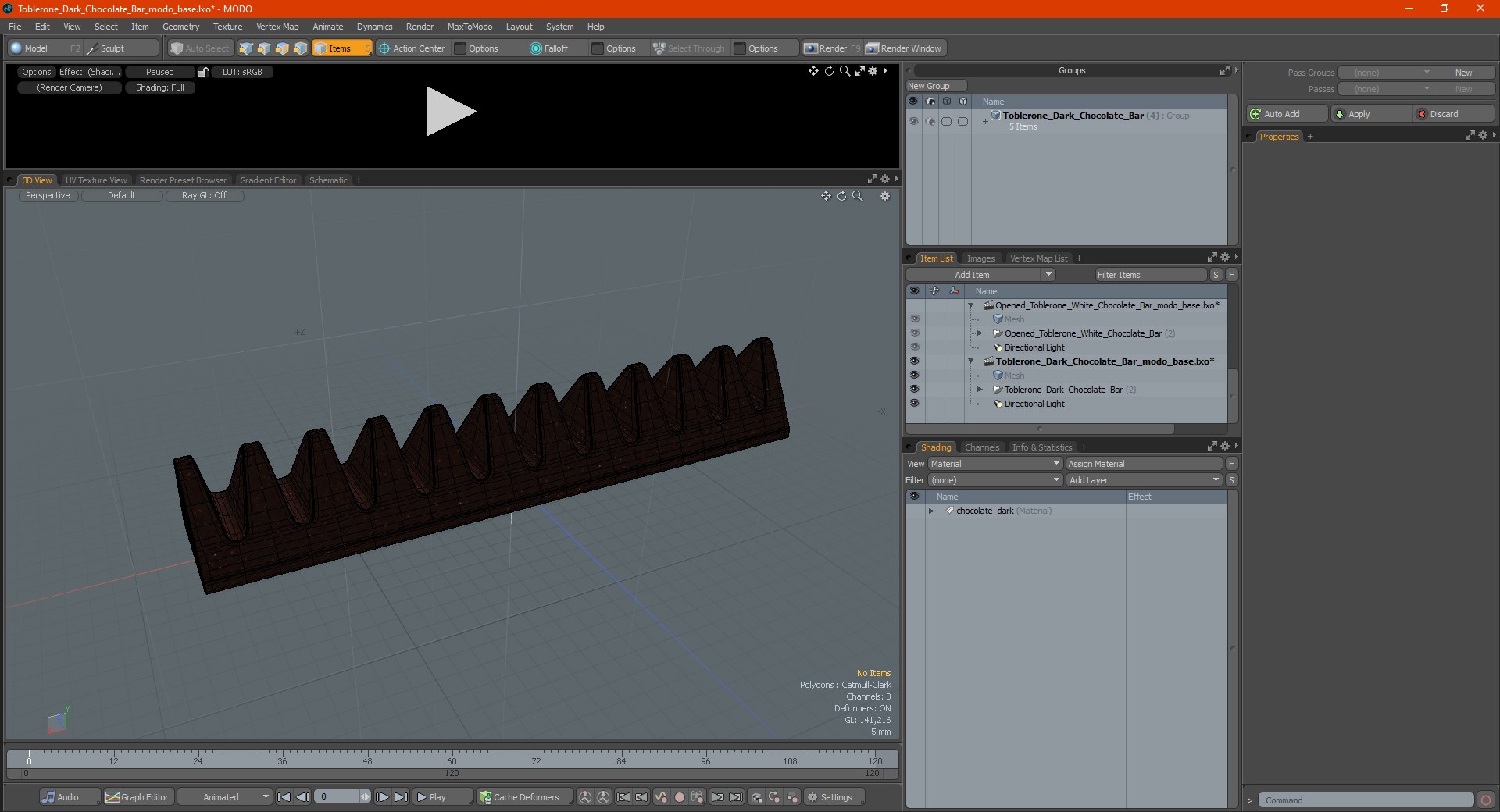Toblerone Dark Chocolate Bar 3D model preview