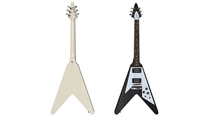 Electric Guitar Gibson Epiphone Flying V style black and beige