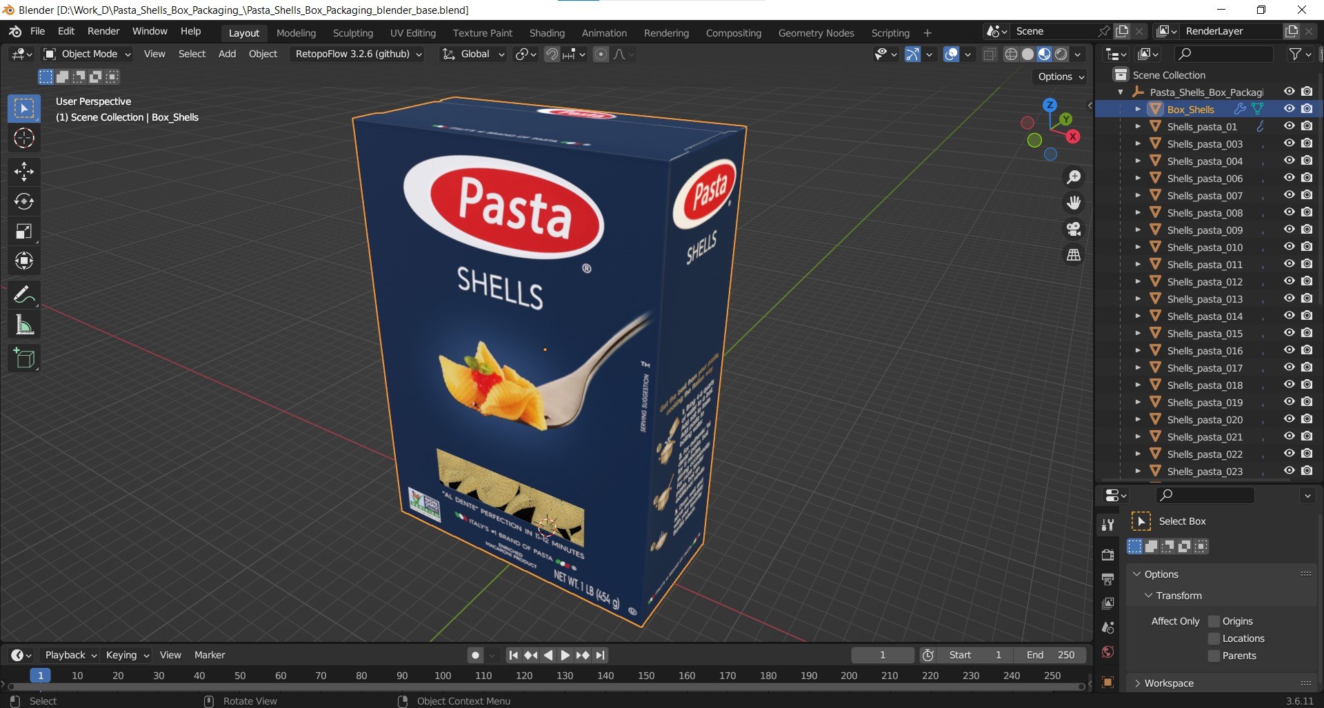 Pasta Shells Box Packaging 3D Model - TurboSquid 2438228