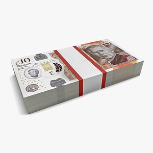 UK Currency 10 Pounds Banknotes Pack 3D