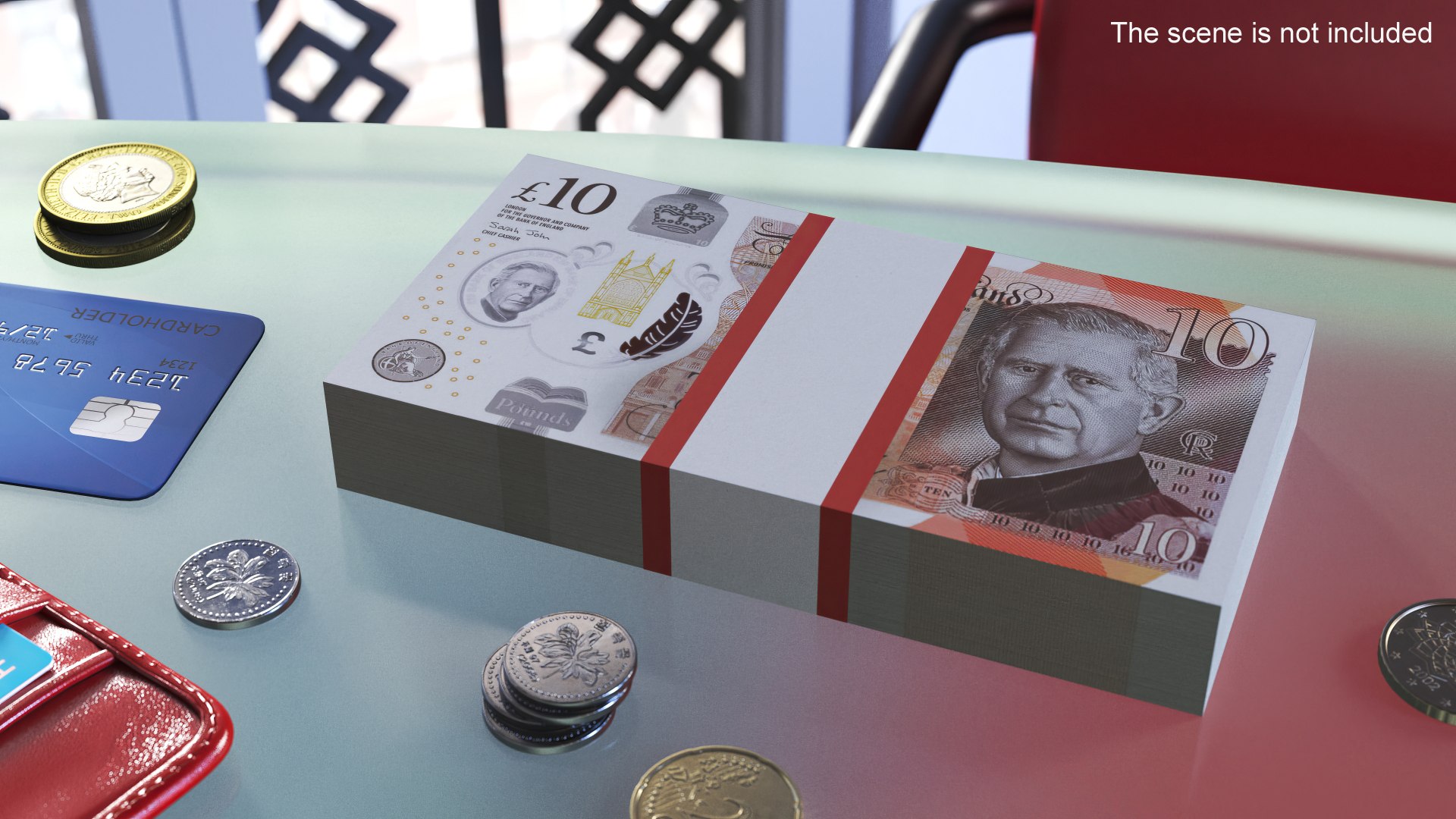 UK Currency 10 Pounds Banknotes Pack 3D model preview