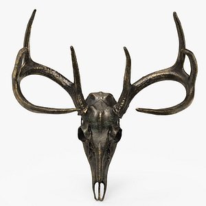 Deer Skull Old Bronze 3D model