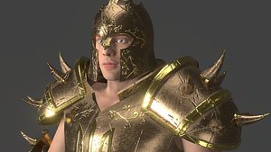 Knight Warrior Character With Modular Armor Parts Unreal Engine Low-poly 3D model
