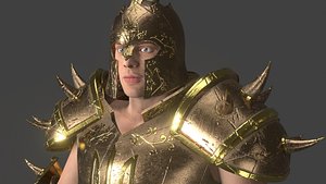 Knight Warrior Character With Modular Armor Parts Unreal Engine Low-poly 3D model