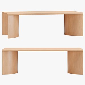 3D Curved wooden Dining Table model