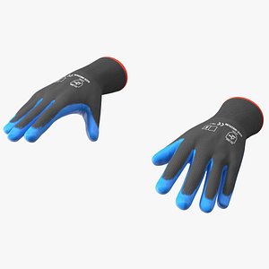 3D Safety Work Gloves Gray Blue Rigged