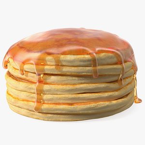 3D Pancakes Poured with Syrup model