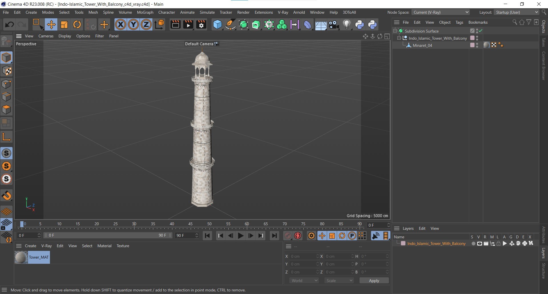 Indo-Islamic Tower With Balcony Model - TurboSquid 2438317