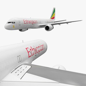3D Ethiopian Airlines Boeing 757 Aircraft Rigged for Maya