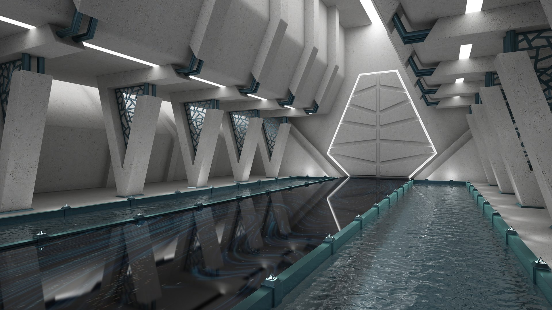 Sci-fi Interior Throne Room Set 2in1 3D Model - TurboSquid 2396787