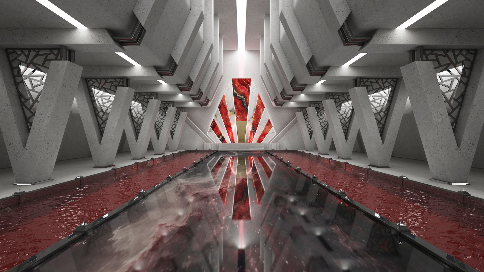 Sci-fi Interior Throne Room Set 2in1 3D Model - TurboSquid 2396787