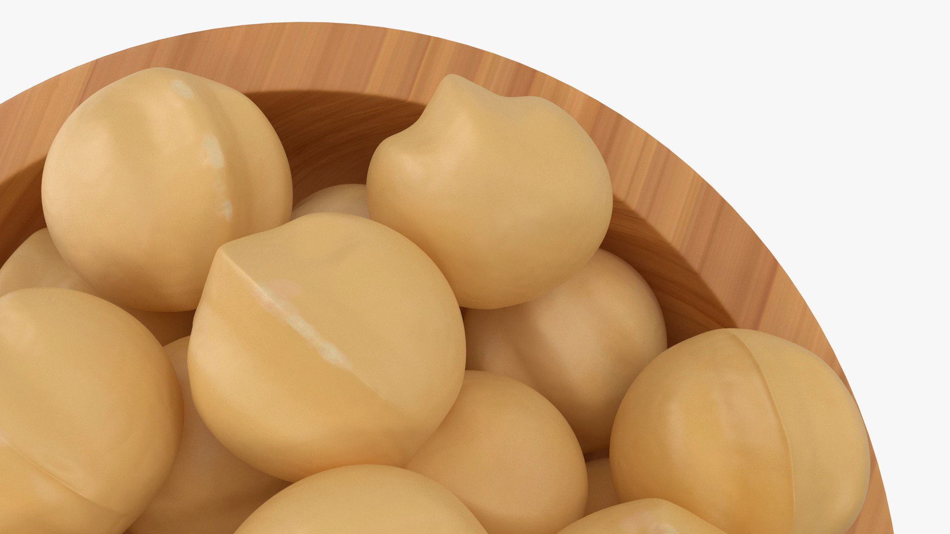 3D Model Wooden Bowl Of Peeled Macadamia Nuts - TurboSquid 2180380