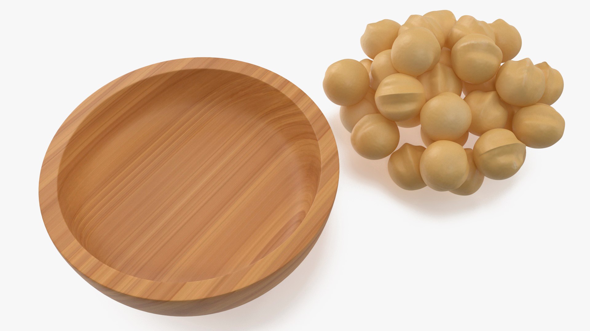 3D Model Wooden Bowl Of Peeled Macadamia Nuts - TurboSquid 2180380