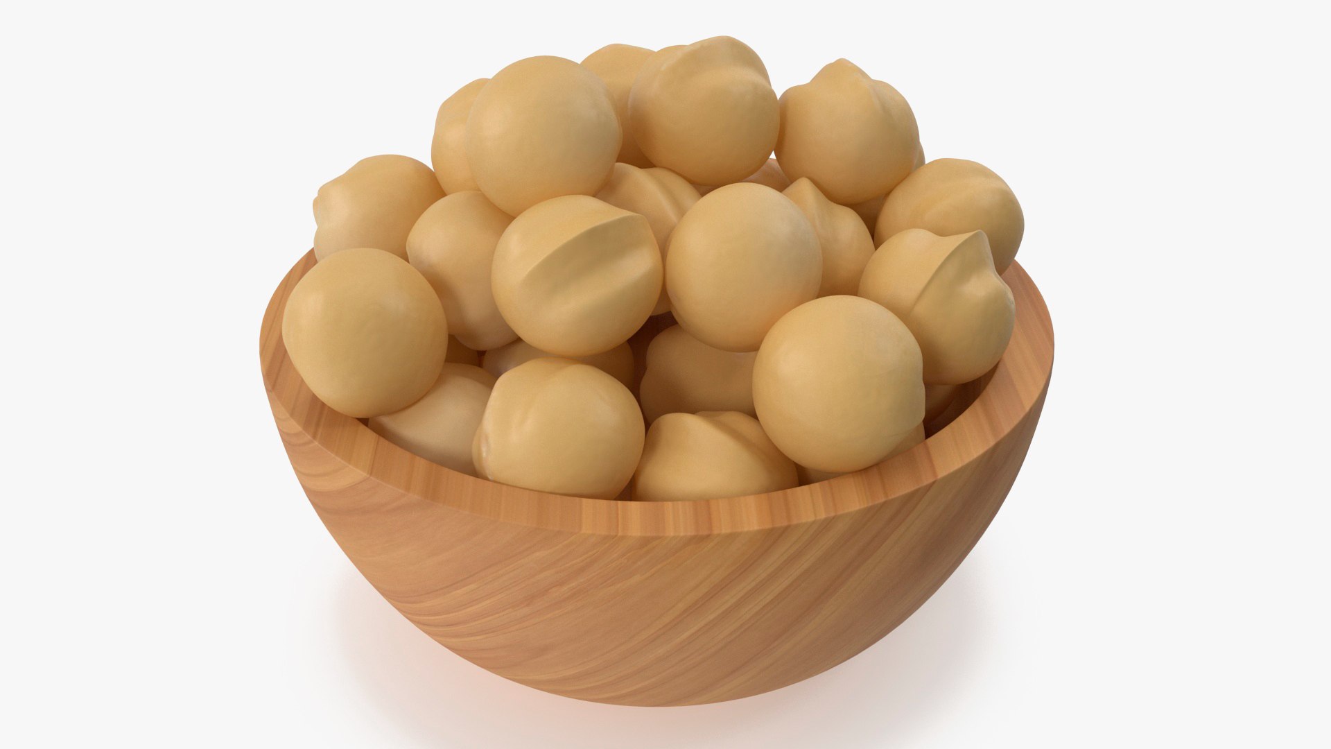 3D Model Wooden Bowl Of Peeled Macadamia Nuts - TurboSquid 2180380