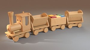 wooden train 3d obj