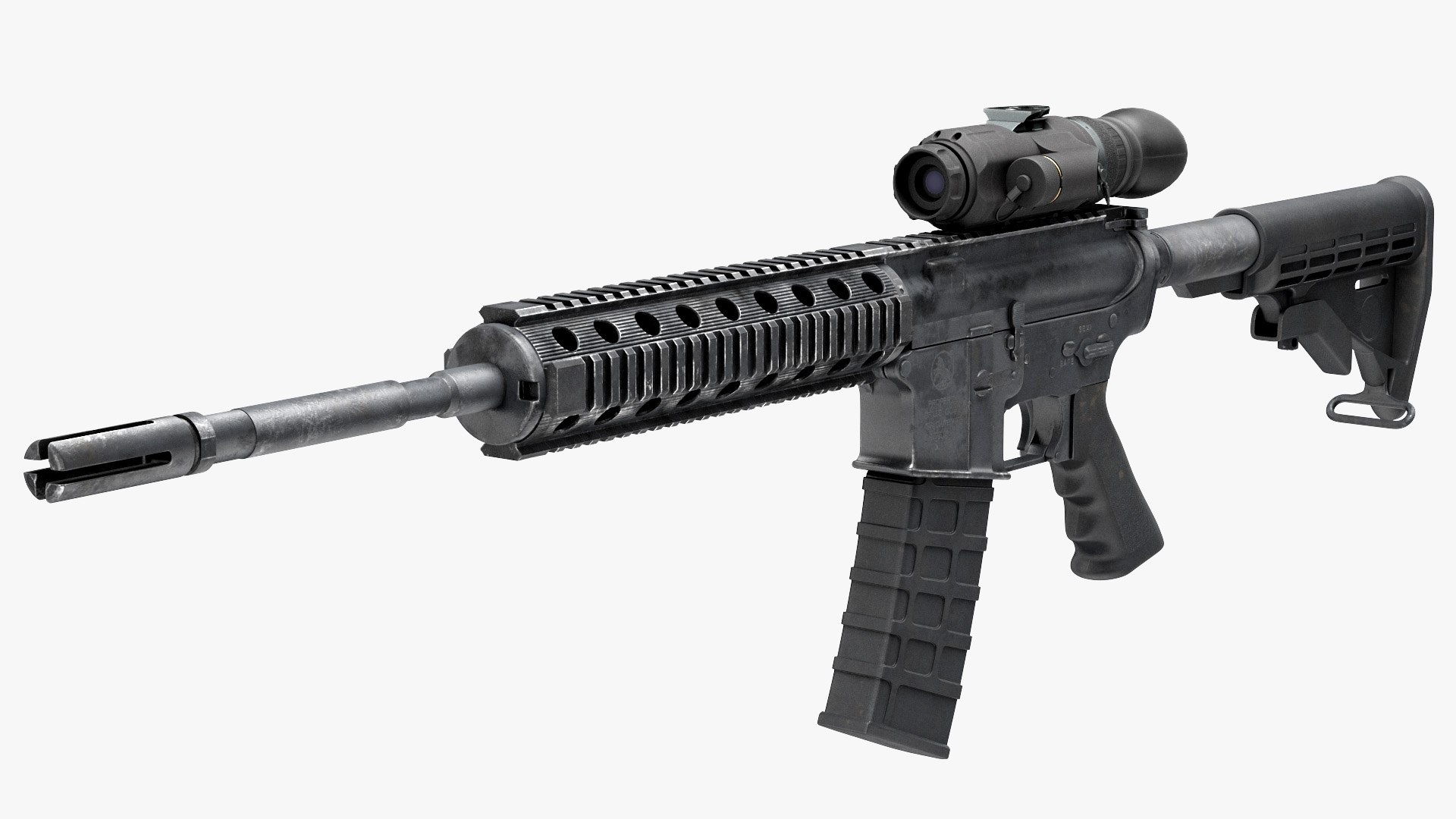 Assault Rifle with Thermal Weapon Scope 3D model preview