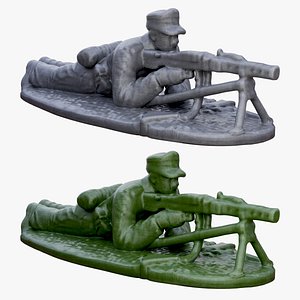 3D Plastic Toy Soldier Army WW2 Gray and Green model