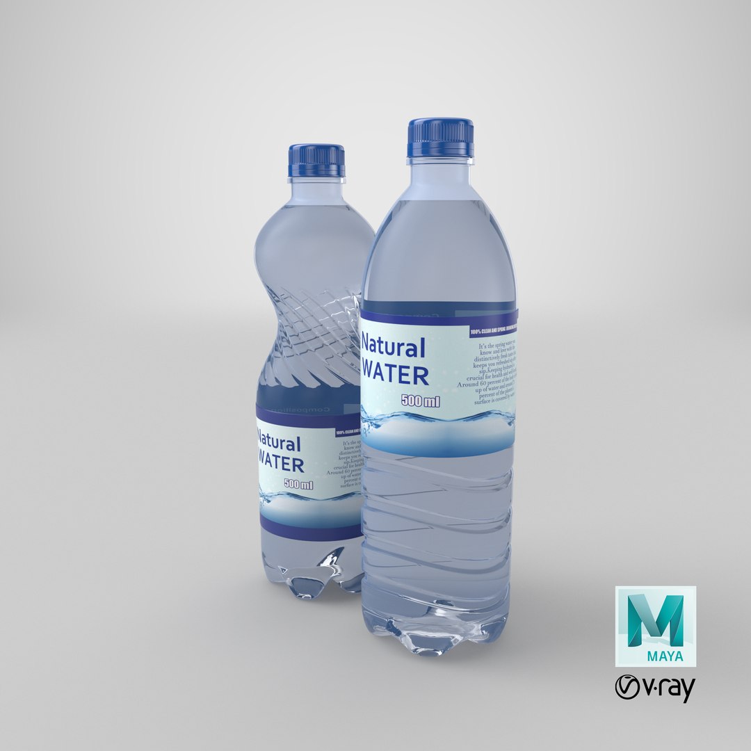 3D model Two Detailed Water Bottles https://p.turbosquid.com/ts-thumb/xY/kpN9qS/48/stemcell_maya_vray_render/png/1674540971/1920x1080/fit_q87/d749059e35eed26e6e5d281b75cc2d5a4d8be884/stemcell_maya_vray_render.jpg
