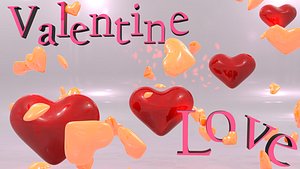 3d valentine hearts rendering