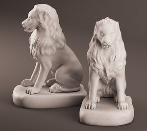 3d realistic lion sculpture model