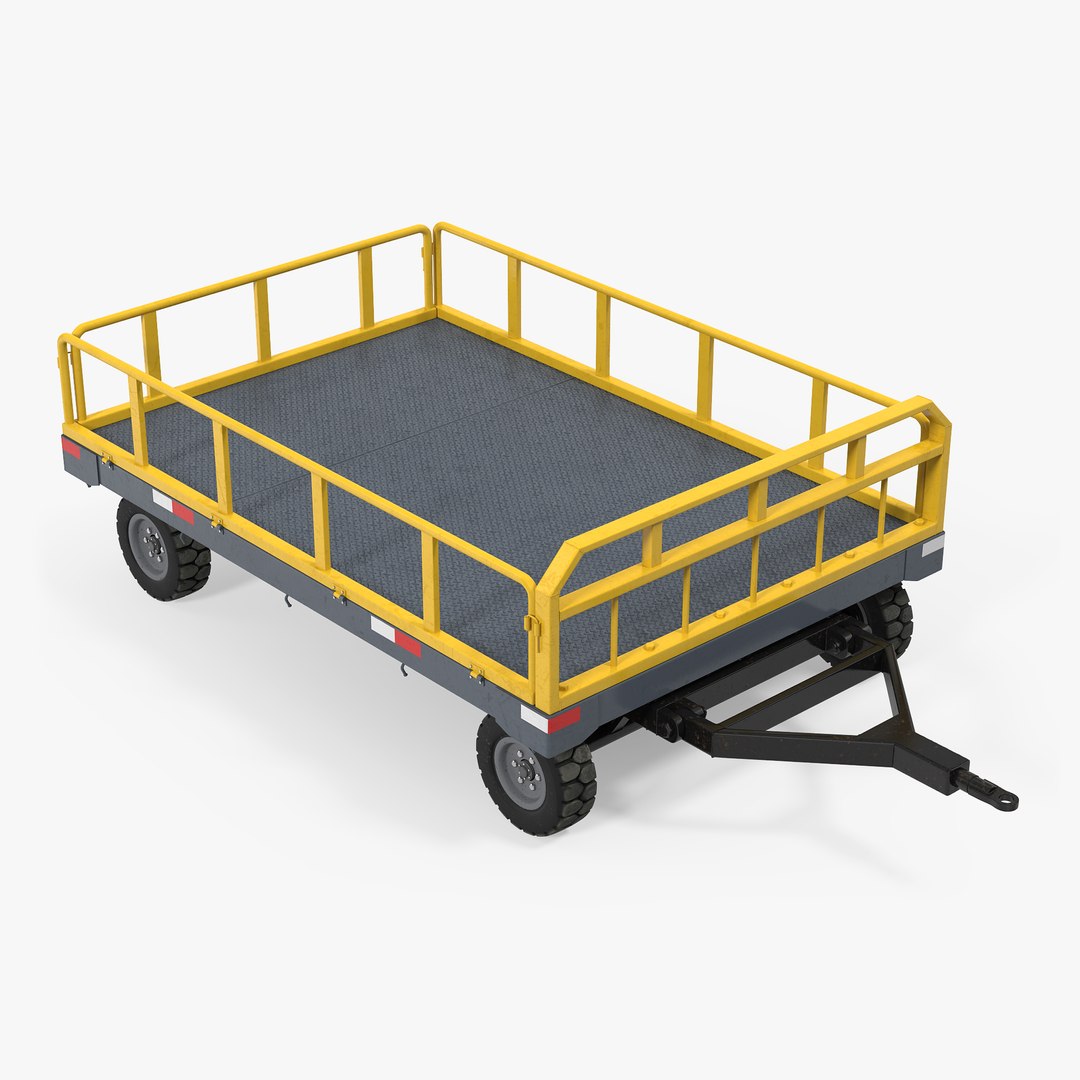 Airport Luggage Trolley Baggage Trailer 3D model preview