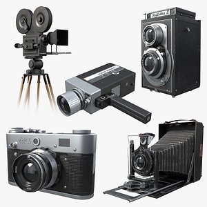 Retro Photo Cameras Bundle 3D model