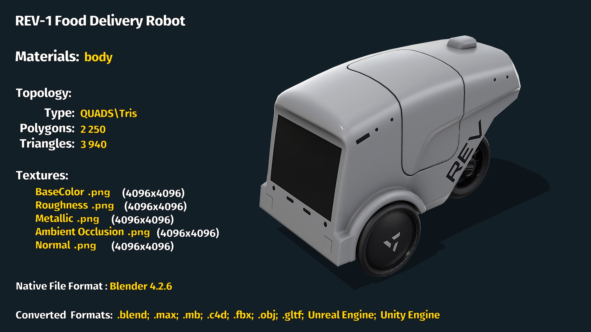 3D REV-1 Food Delivery Robot - TurboSquid 2358053