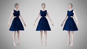 Dress 33 Sapphire Mist Velvet v2 3D model