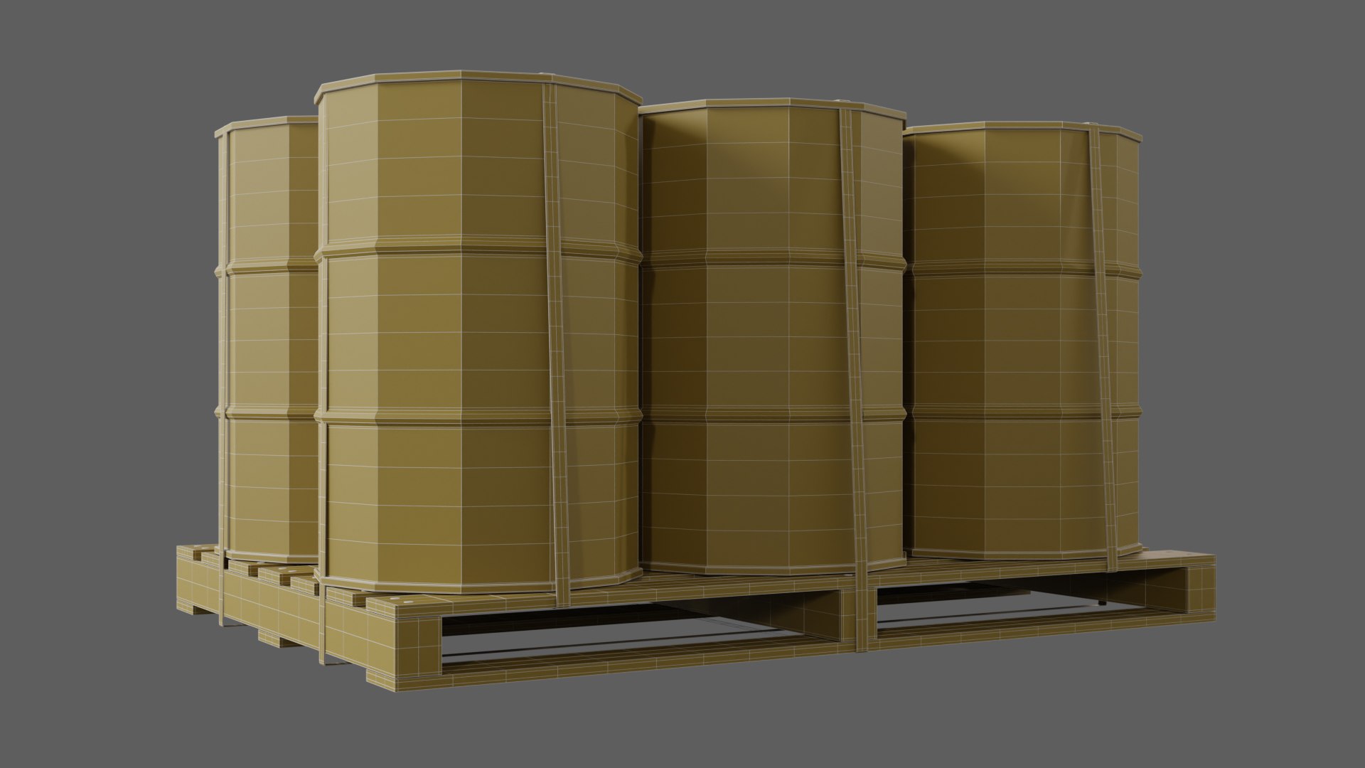 Black Barrels with Pallet model https://p.turbosquid.com/ts-thumb/xZ/IvTEh8/7u/wireframe_05/jpg/1704705630/1920x1080/fit_q87/0dba05815278d6926bce45e0328859af019827ca/wireframe_05.jpg