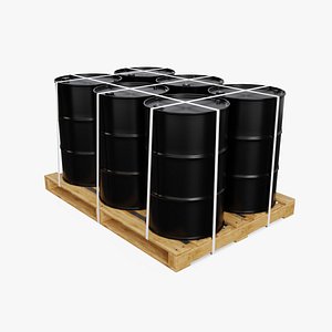 Black Barrels with Pallet