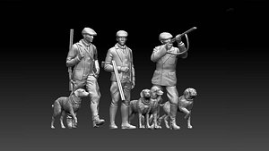 HUNTERS AND DOGS 3D model