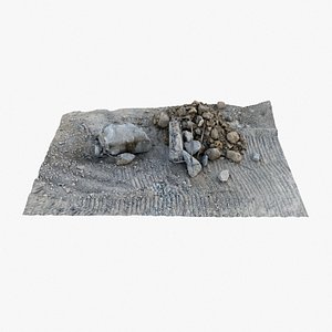 Gravel Concrete 02 - 3D photogrammetry model scan of pile of Concrete Pieces with rebar on Gravel 3D model