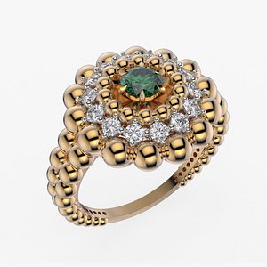 Diamond jewelry ring Coloured Classic all sizes R60 3D print model