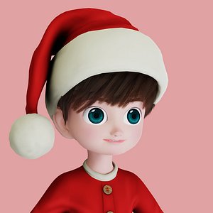 3D Cartoon Santa Boy NO Rigged in Blender model