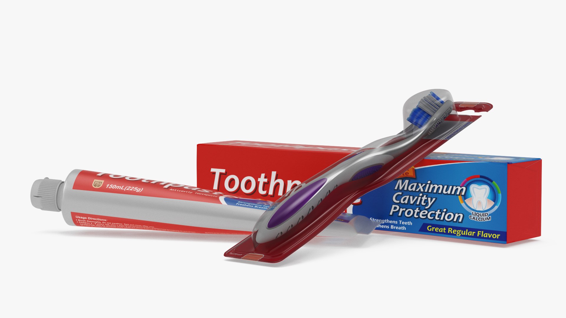 3D Model New Toothpaste And Toothbrush - TurboSquid 2343224