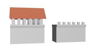 Medieval walls low poly model