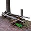 Log bench in the forest