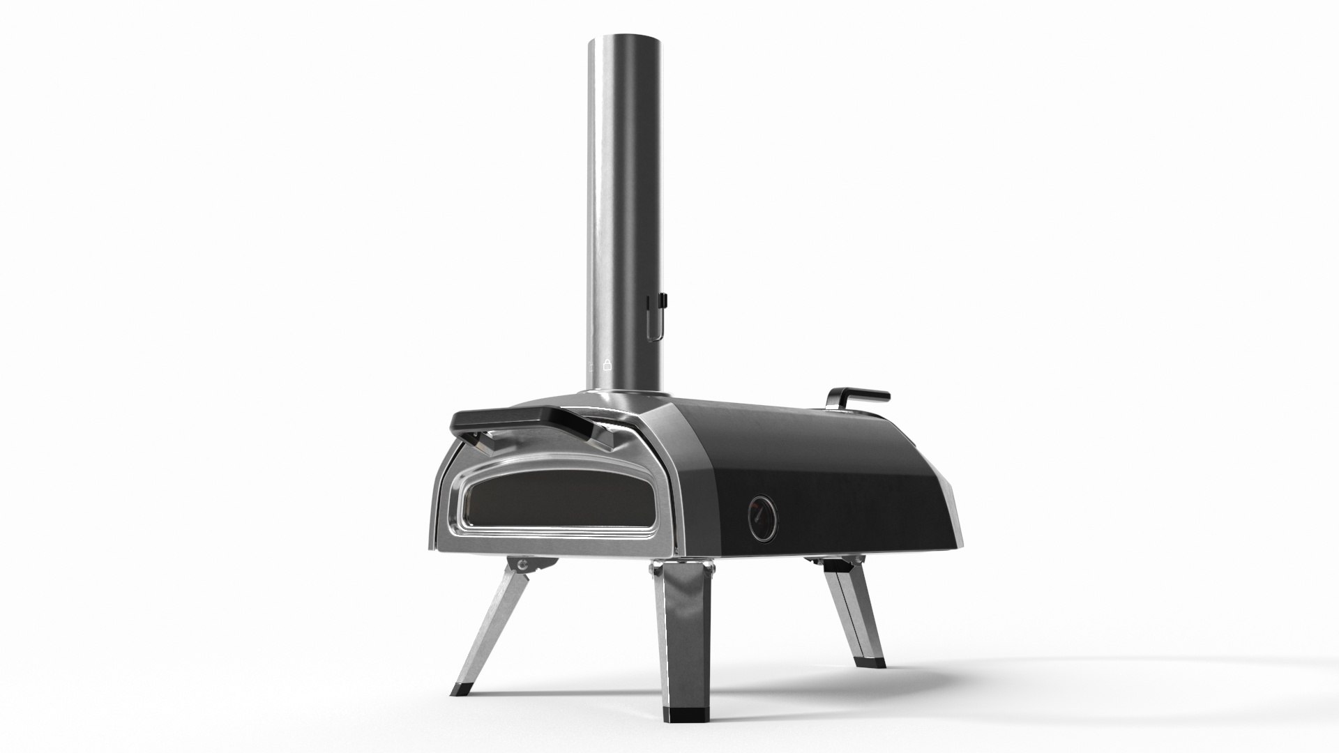 Wood Fired Pizza Oven with Chimney Pipe Silver 3D model preview