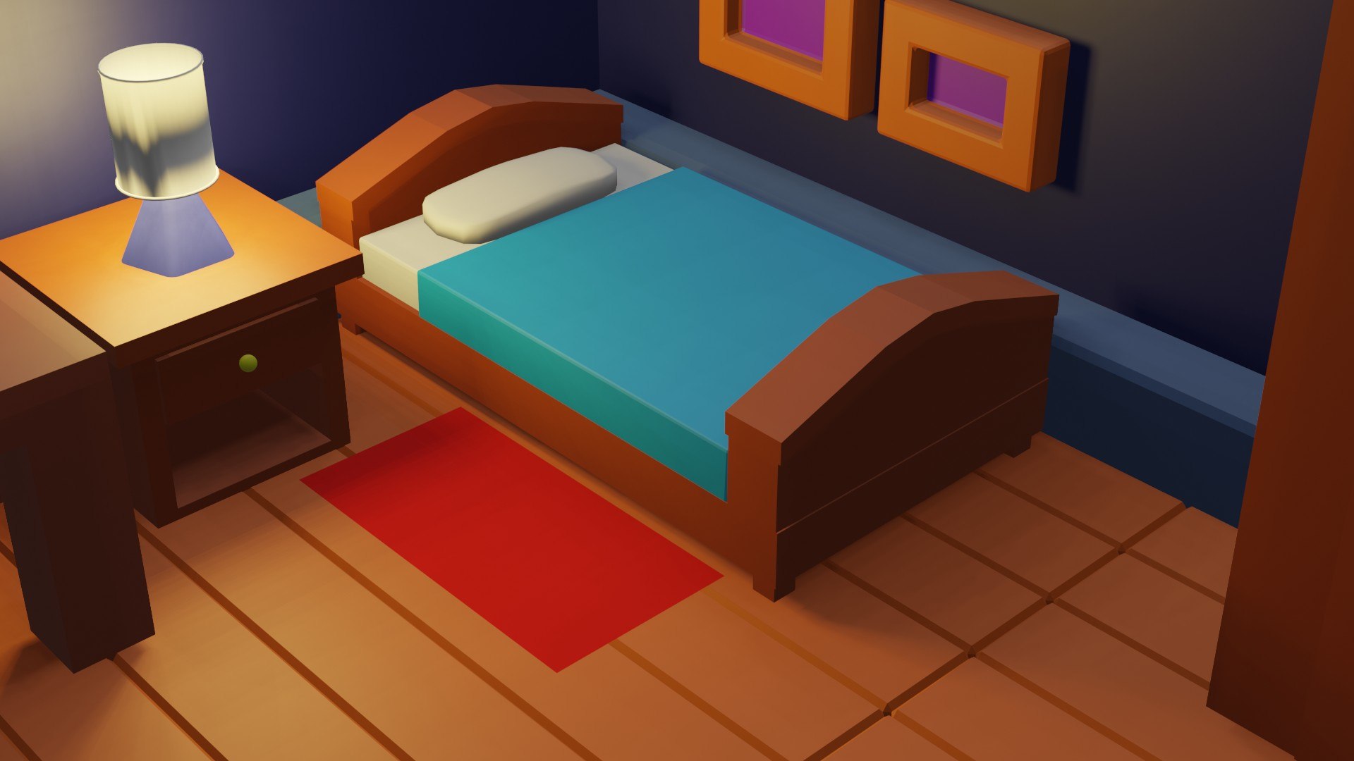 Low poly bedroom 3D model https://p.turbosquid.com/ts-thumb/xZ/eJlR4O/YE/camera1/jpg/1650697403/1920x1080/fit_q87/2ce2e678cf4a4d9ce3a3b01202e3098833d01e49/camera1.jpg