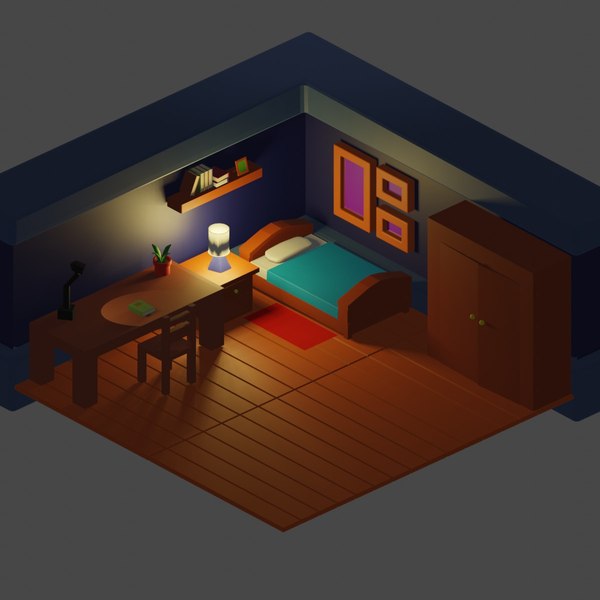 Modelo 3d Low Poly Bedroom Turbosquid 1887411