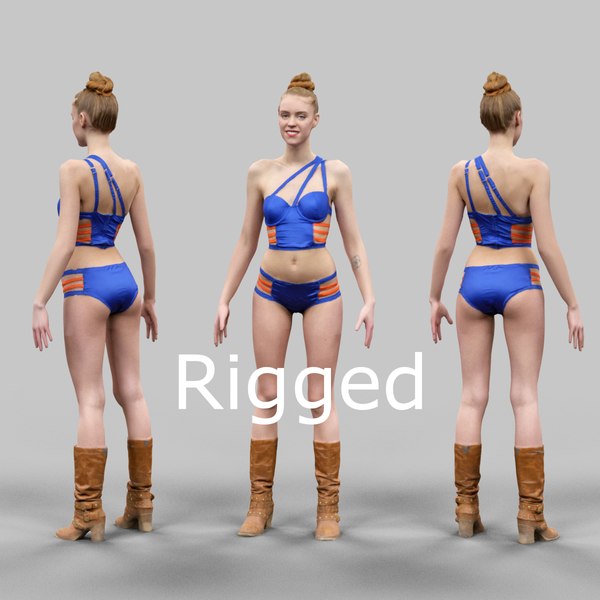scanned female character rigged 3d fbx