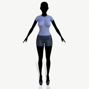 3D t shirt shorts model