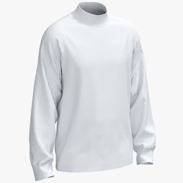 Mock Neck Long Sleeve T-Shirt 3D model
