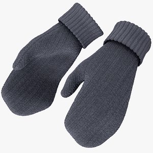Knitted Wool Mittens 3D model