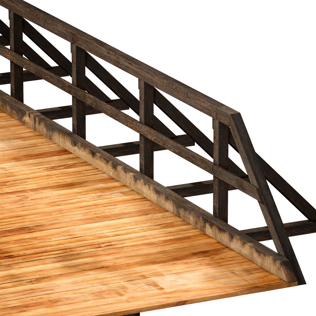 3D Wooden Bridge Over The River Model - TurboSquid 1980886