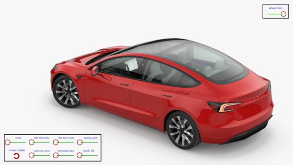 modelo 3d Tesla Model 3 2024 Luces rojas montadas - TurboSquid 2256136