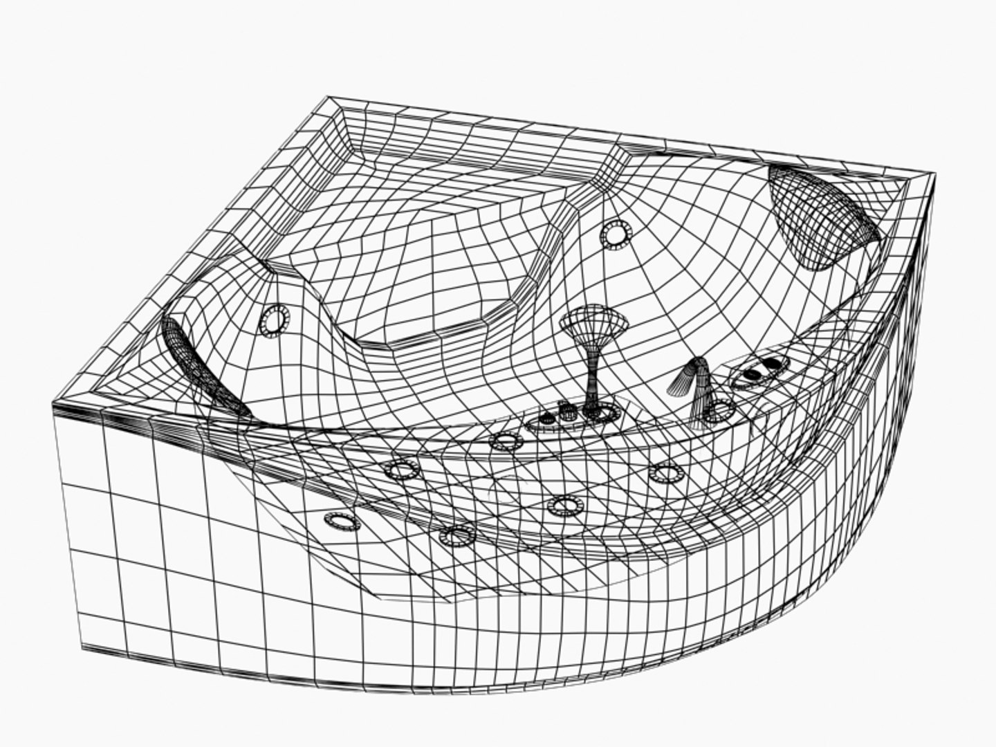 angular bath jets modelled 3d model