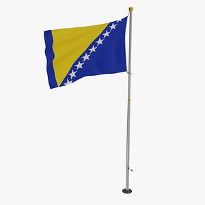 Pole Flag Bosnia and Herzegovina 3D model